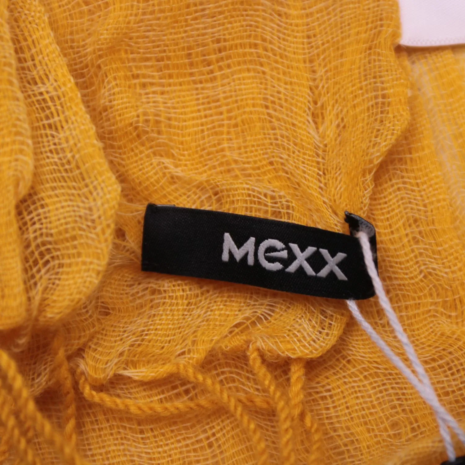 Горчично-жёлтый шарф Mexx из тонкой шерсти с бахромой