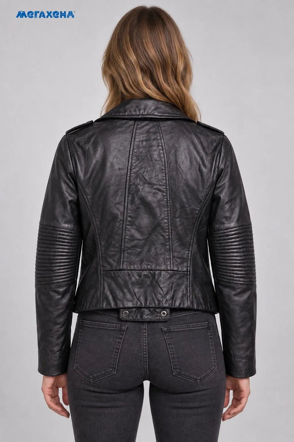 Чёрная косуха Genuine Leather из натуральной кожи, размер 48 (L)